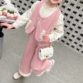 Sweet & Cute Autumn 3-Piece Girls' Pants Suit, Ages 2-9 | Color: Pink | Image 1