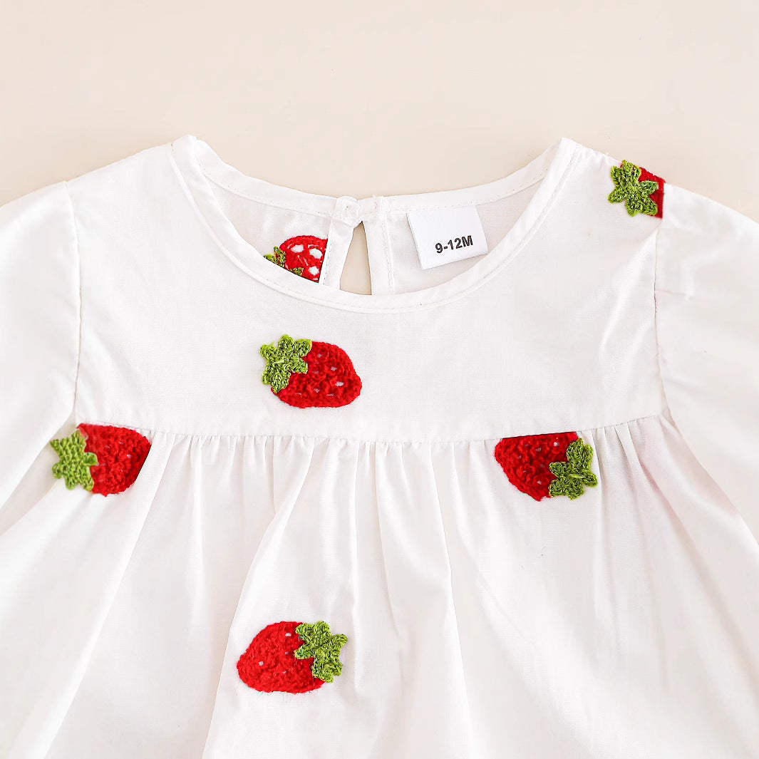 Sweet & Cute Autumn 2-Piece Baby Girls' Pants Suit, Ages 0-24 Months | Color: White&Blue | Image 2