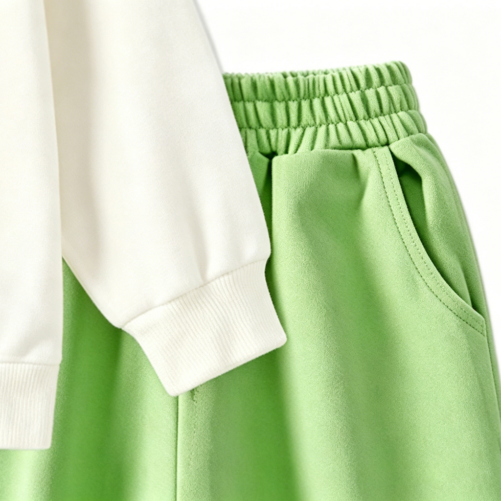 Casual Sporty Autumn 2-Piece Girls' Pants Suit, Ages 2-9 | Color: Green | Image 2