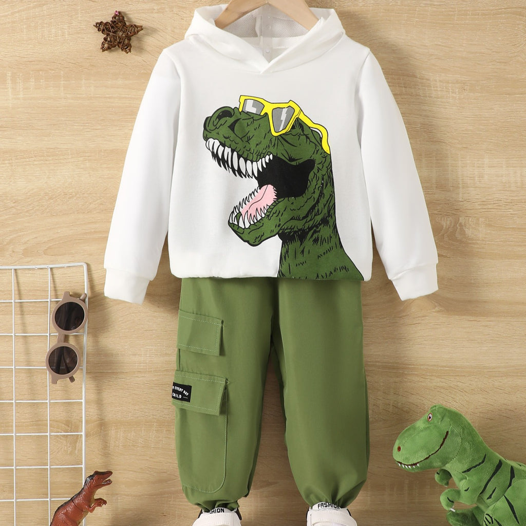 Casual Sporty Autumn 2-Piece Boys' Pants Suit, Ages 2-7 | Color: Army Green | Image 1