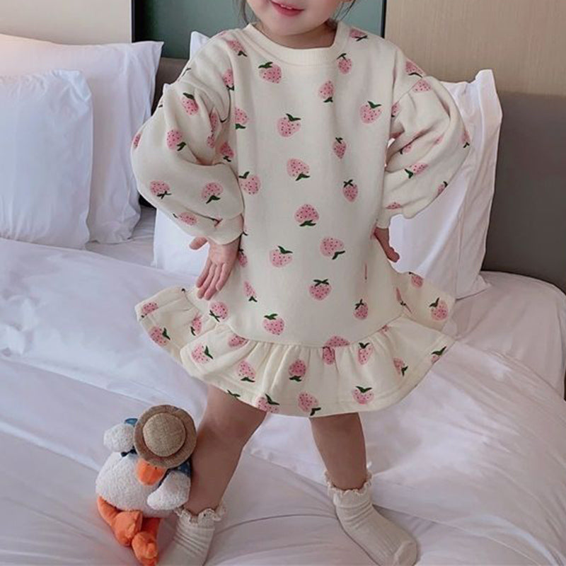 All-Season Sweet & Cute Spring Girls' Hoodie Dress, Ages 2-9 | Color: Pink | Image 2