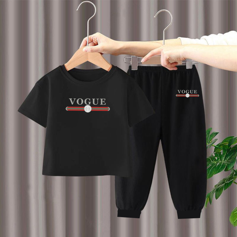 Modern Chic All-Season Minimalist Summer 2-Piece Boys' Pants Suit, Ages 2-7 | Color: Black | Image 1