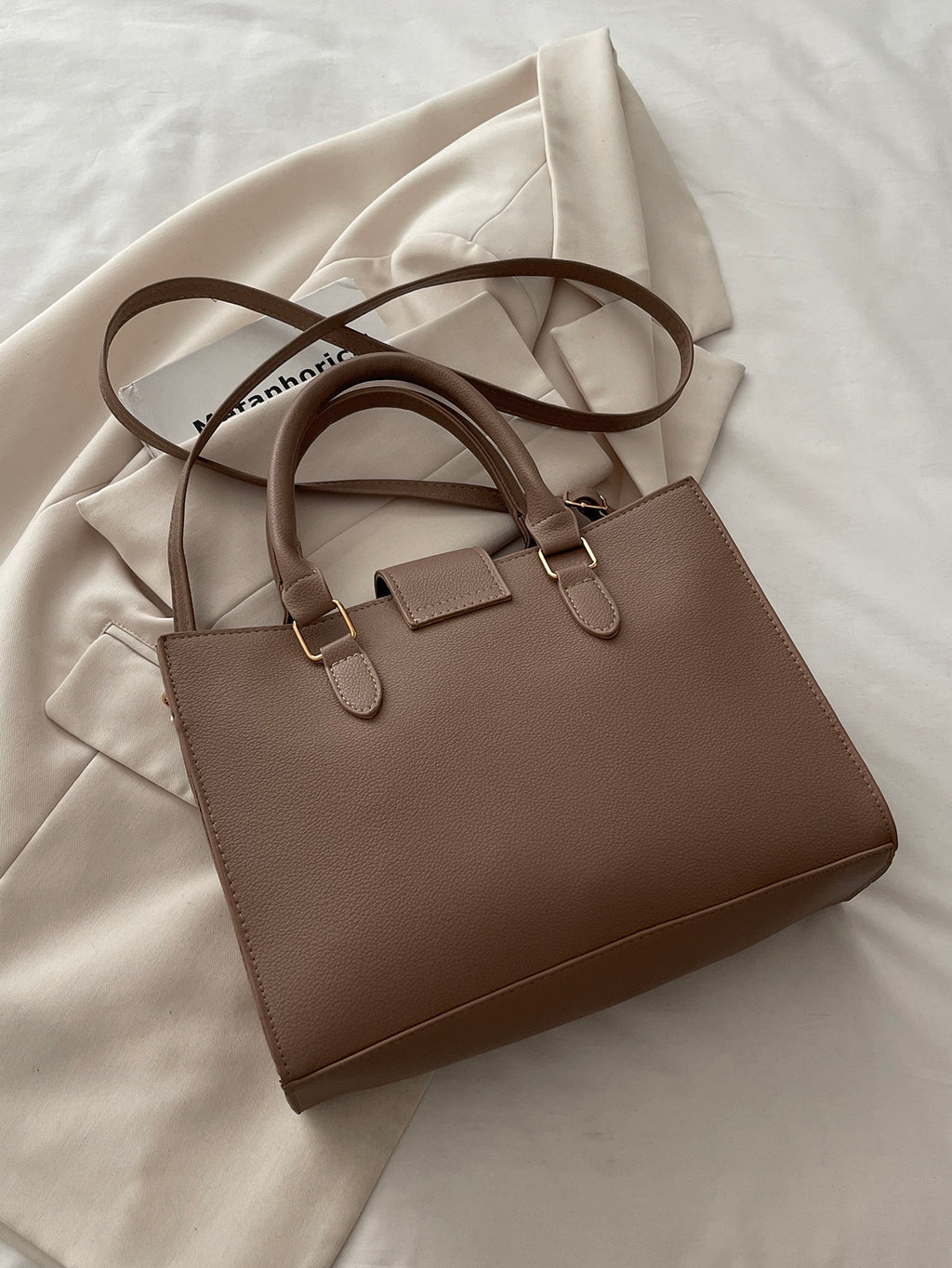 Modern Chic All-Season PU/Artificial Leather/Microfiber Leather Women's Handbags Tote Bags | Color: Khaki | Image 3