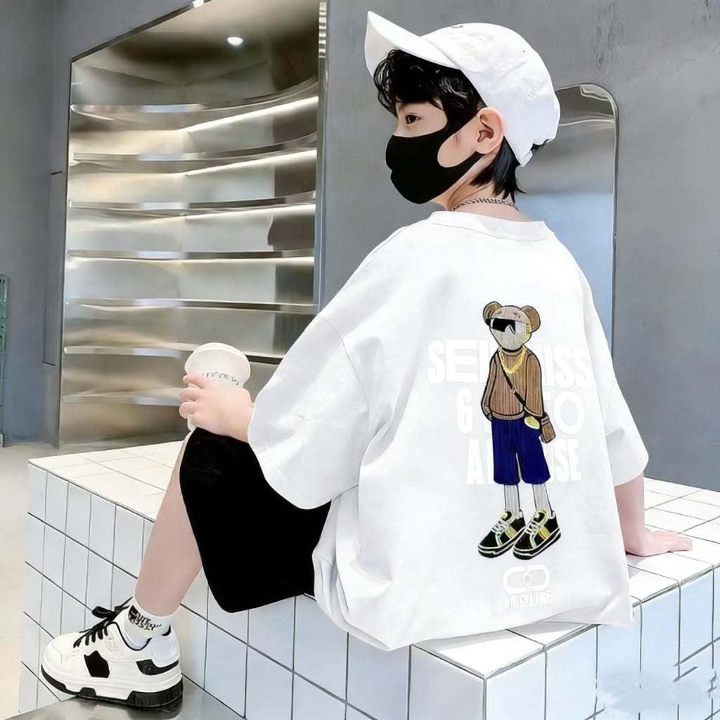 Minimalist Summer Boys' T-Shirt, Ages 3-14 | Color: White | Image 1