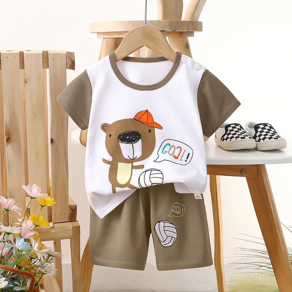 Minimalist Summer 2-Piece Unisex Kids' Pajama Set, Ages 2-7 | Color: Style 1 | Image 1
