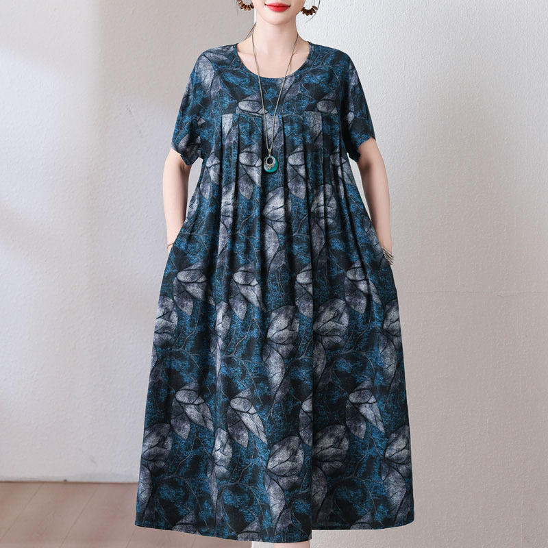 Casual Sporty Summer A-Line Dress | Color: Coral Blue | Image 1