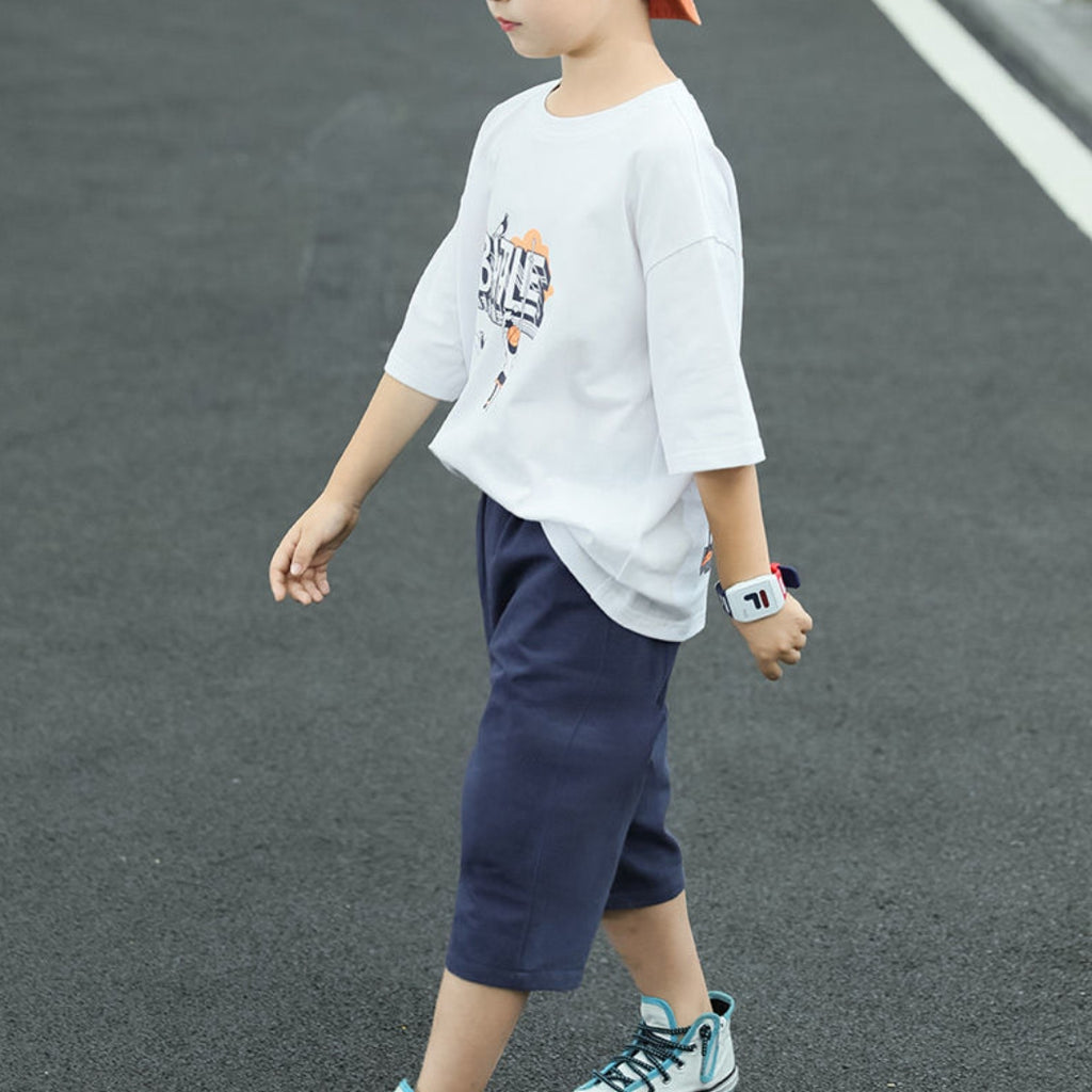 Minimalist Summer 2-Piece Boys' Pants Suit, Ages 4-13 | Color: White | Image 3