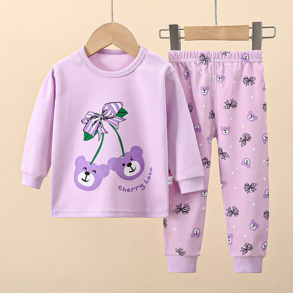 Minimalist Autumn 2-Piece Girls' Pajama Set, Ages 2-9 | Color: Style 2 | Image 1