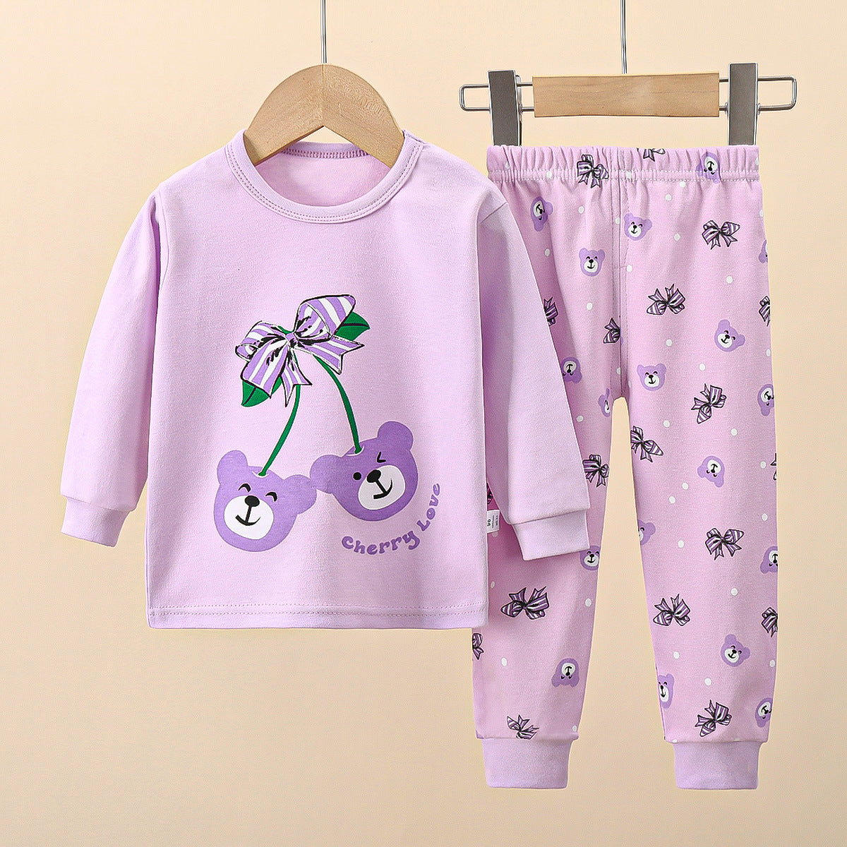 Minimalist Autumn 2-Piece Girls' Pajama Set, Ages 2-9 | Color: Style 2 | Image 1