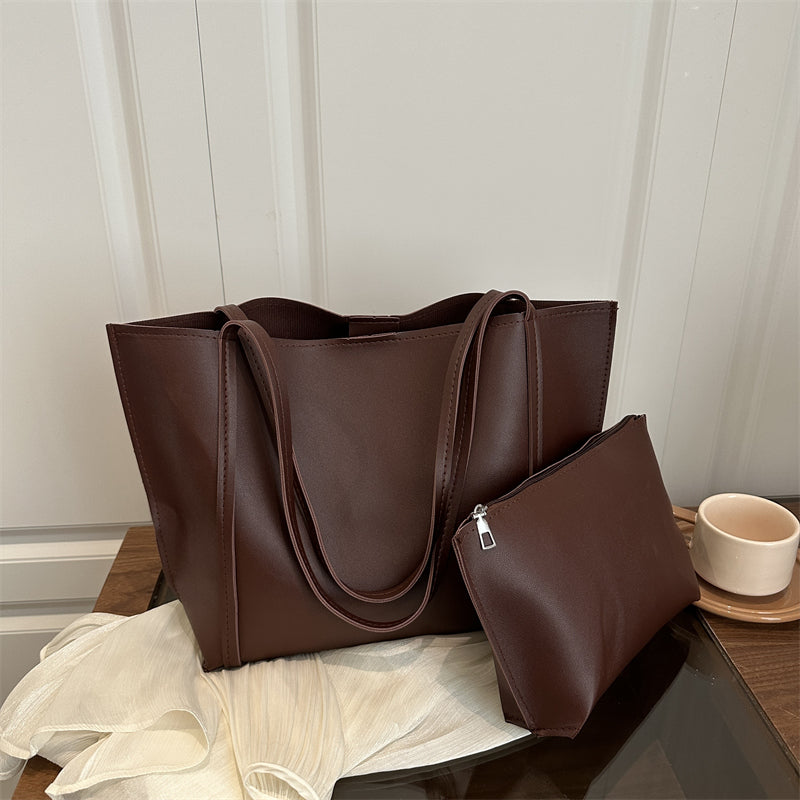 Trendy Autumn PU/Artificial Leather/Microfiber Leather Women's Handbags Tote Bags | Color: Coffee | Image 1