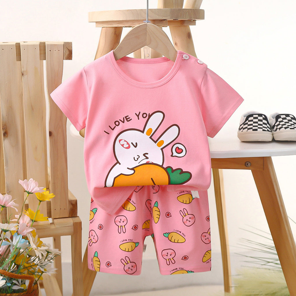 Minimalist Summer 2-Piece Unisex Kids' Pajama Set, Ages 2-7 | Color: Style 3 | Image 1