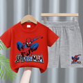 Modern Chic All-Season Minimalist Summer 2-Piece Boys' Pants Suit, Ages 2-9 | Color: Red | Image 1