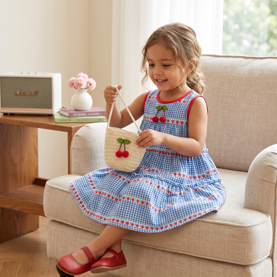 Sweet & Cute Summer 2-Piece Girls' A-Line Dress, Ages 2-9 | Color: Blue | Image 2