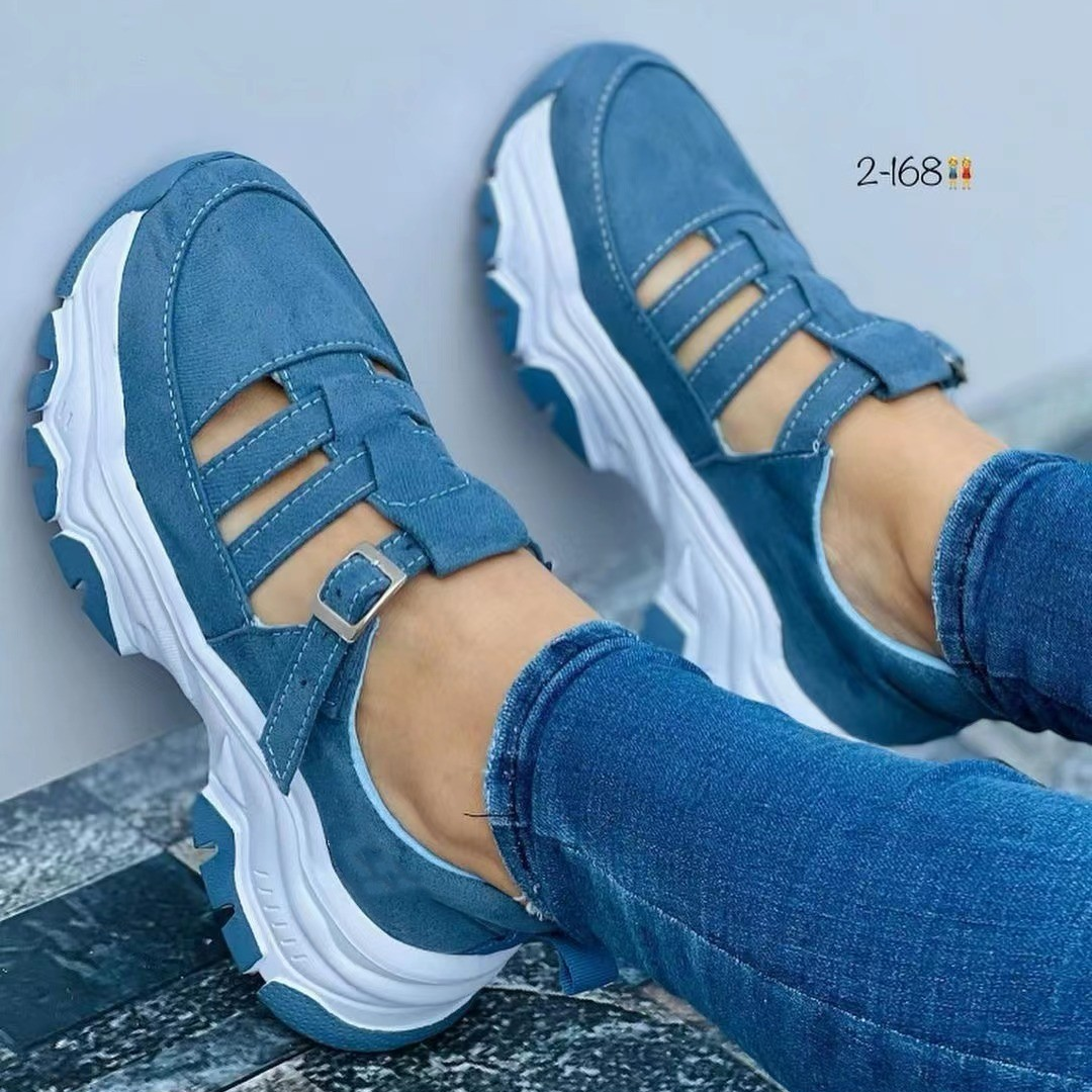 Modern Chic All-Season Velvet/Corduroy Women's Casual Shoes | Color: Blue | Image 3