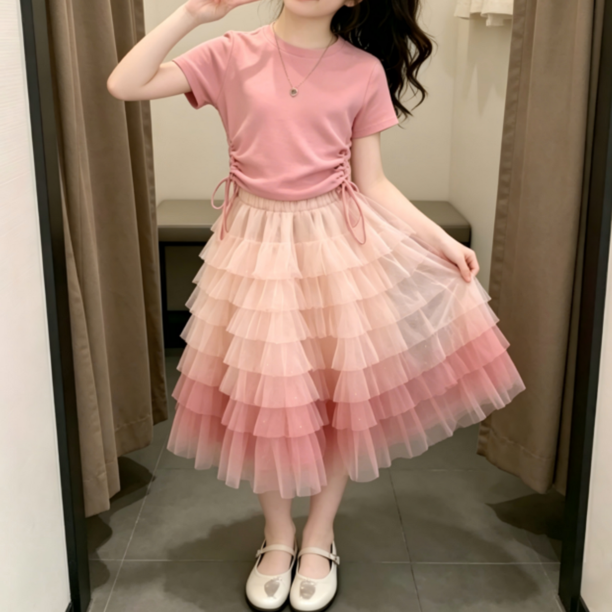 Sweet & Cute Summer 2-Piece Girls' Dress Suit, Ages 4-14 | Color: As the Picture | Image 1