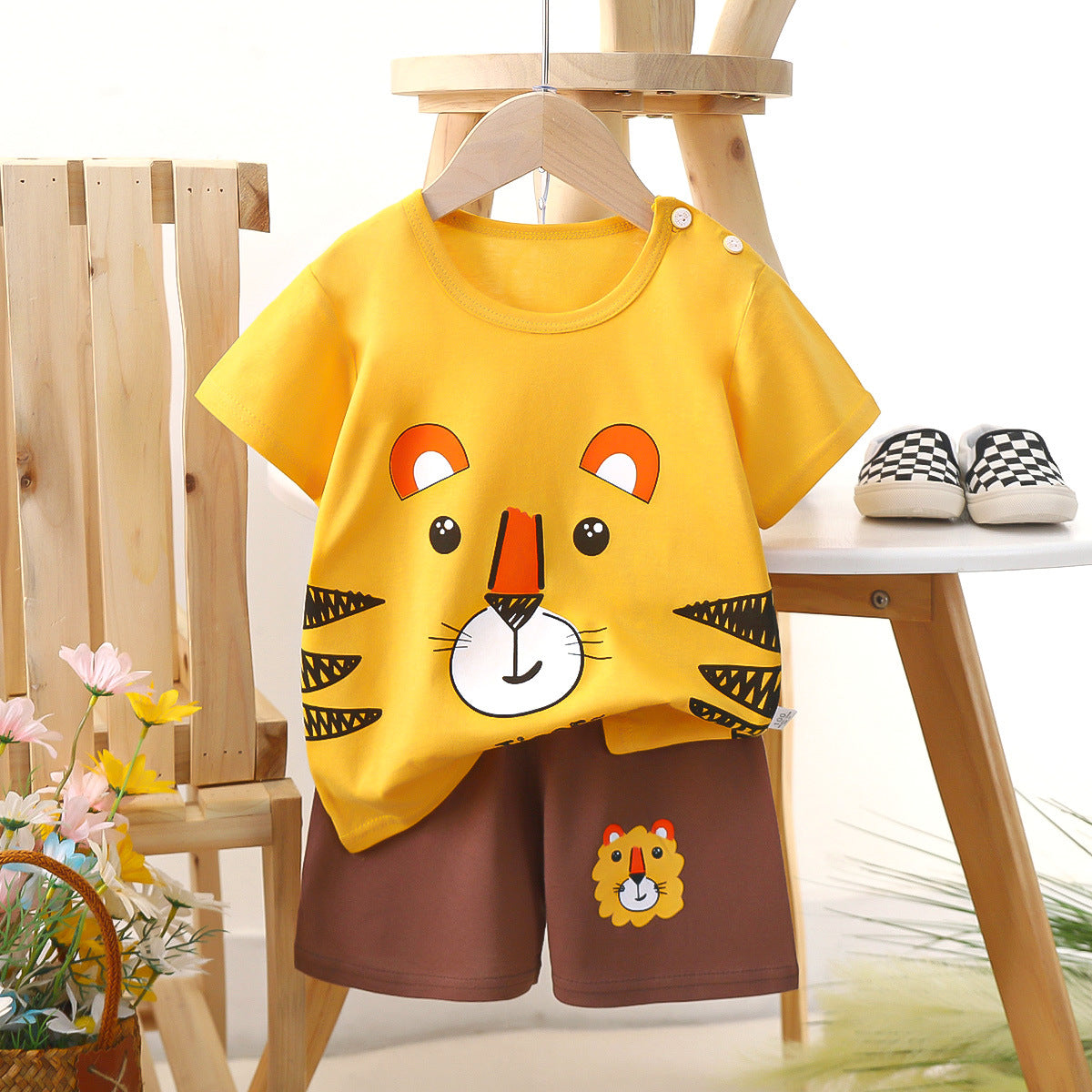 Minimalist Summer 2-Piece Unisex Kids' Pajama Set, Ages 2-7 | Color: Style 2 | Image 1