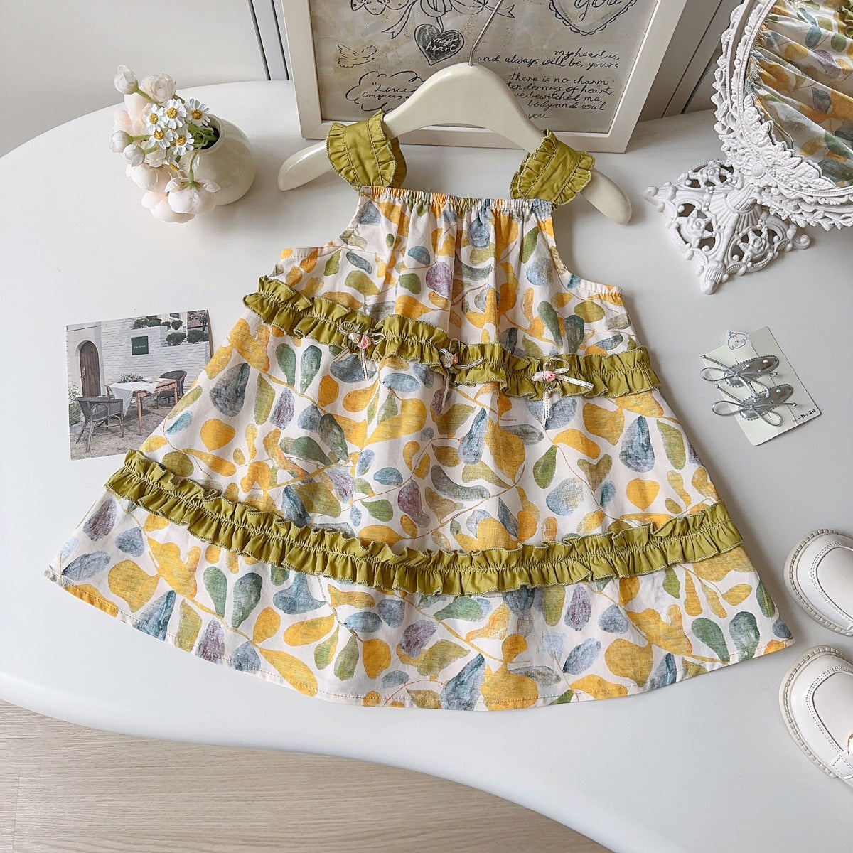 Sweet & Cute Summer 2-Piece Girls' A-Line Dress, Ages 2-9 | Color: Yellow | Image 1