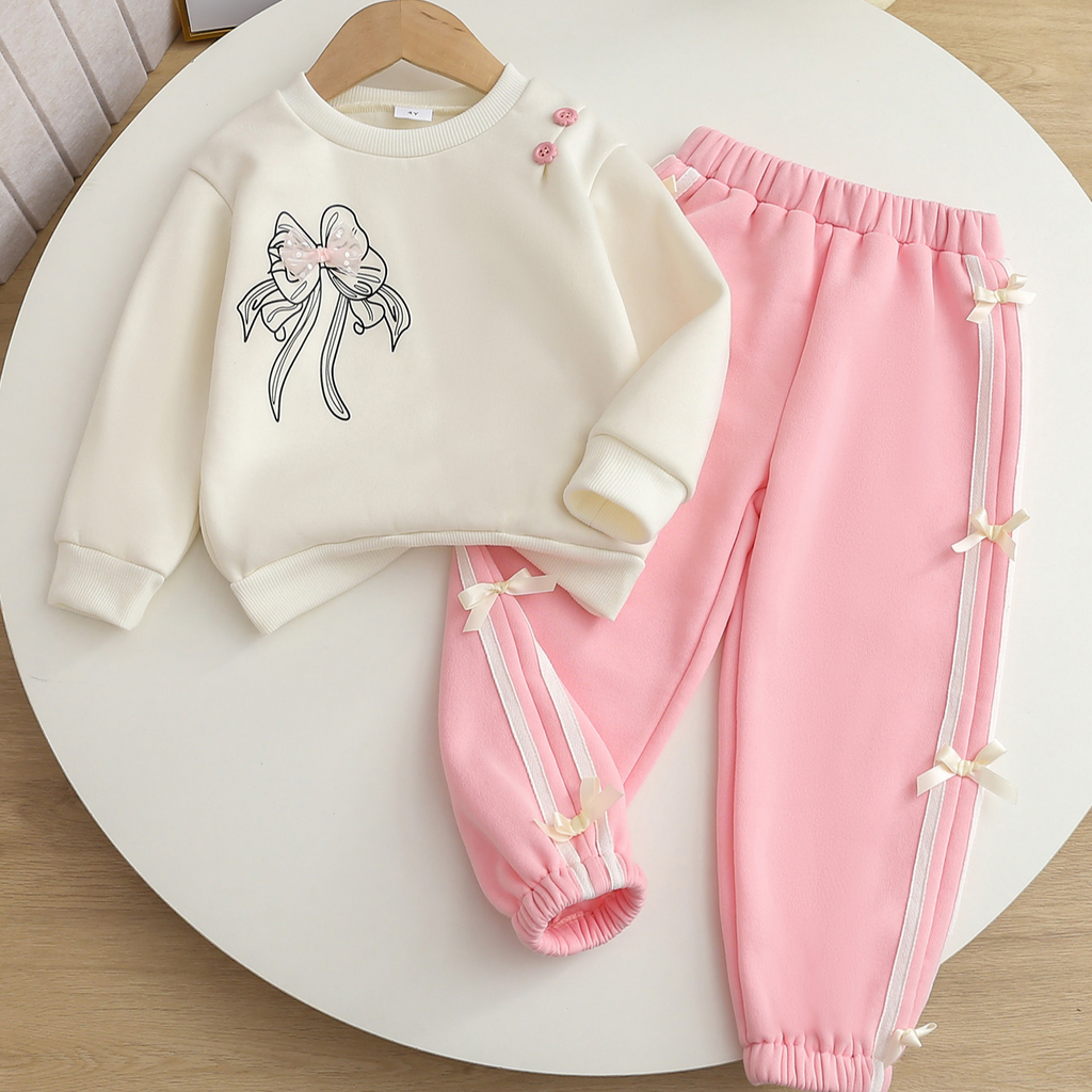 Sweet & Cute Autumn 2-Piece Girls' Pants Suit, Ages 2-9 | Color: White | Image 1
