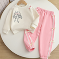 Sweet & Cute Autumn 2-Piece Girls' Pants Suit, Ages 2-9 | Color: White | Image 1