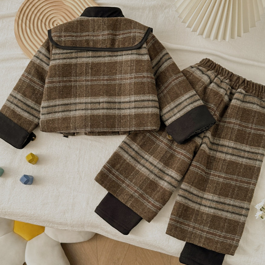 Casual Sporty Winter 2-Piece Girls' Pants Suit, Ages 2-7 | Color: Deep Brown | Image 2