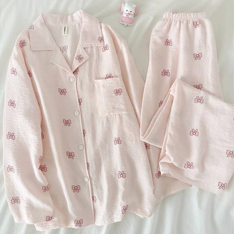 Sweet & Cute All-Season 2 Pcs Women 's Long Sleeve Sleep Set | Color: Light Pink | Image 3