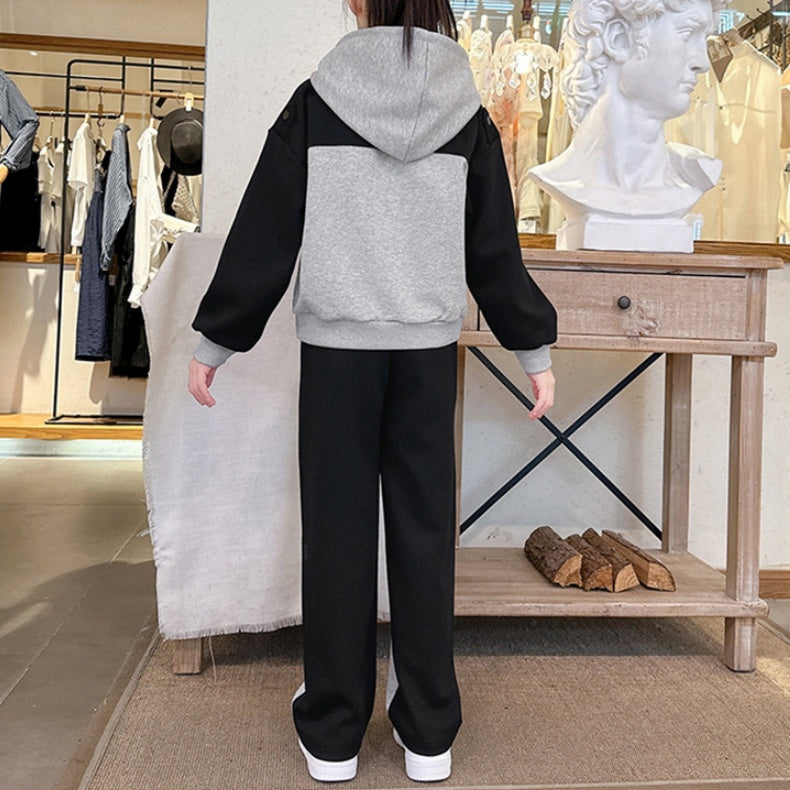 Casual Sporty Autumn 2-Piece Girls' Pants Suit, Ages 4-14 | Color: Grey | Image 3