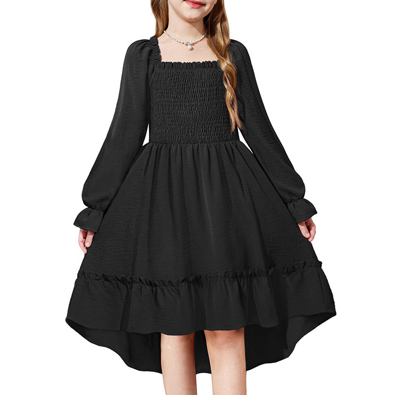 Casual Sporty Spring Girls' A-Line Dress, Ages 2-13 | Color: Black | Image 1