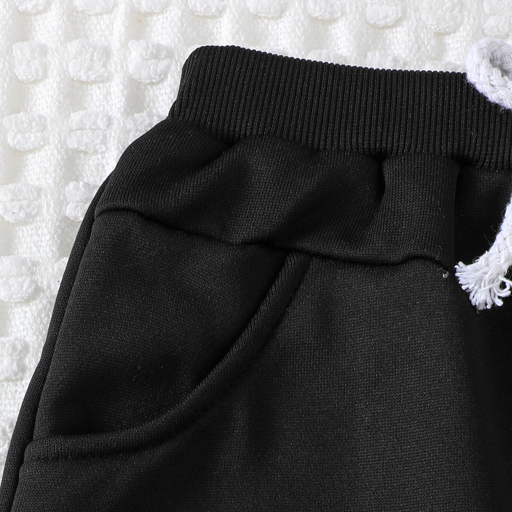 Casual Sporty Autumn 2-Piece Baby Boys' Pants Suit, Ages 0-24 Months | Color: Black | Image 2