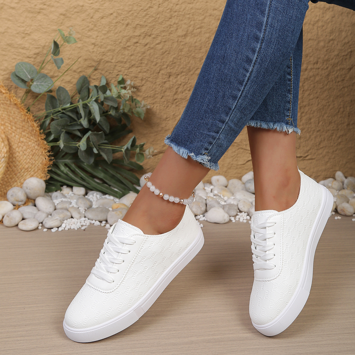 Modern Chic All-Season PU/Artificial Leather/Microfiber Leather Women's Casual Shoes | Color: White | Image 1