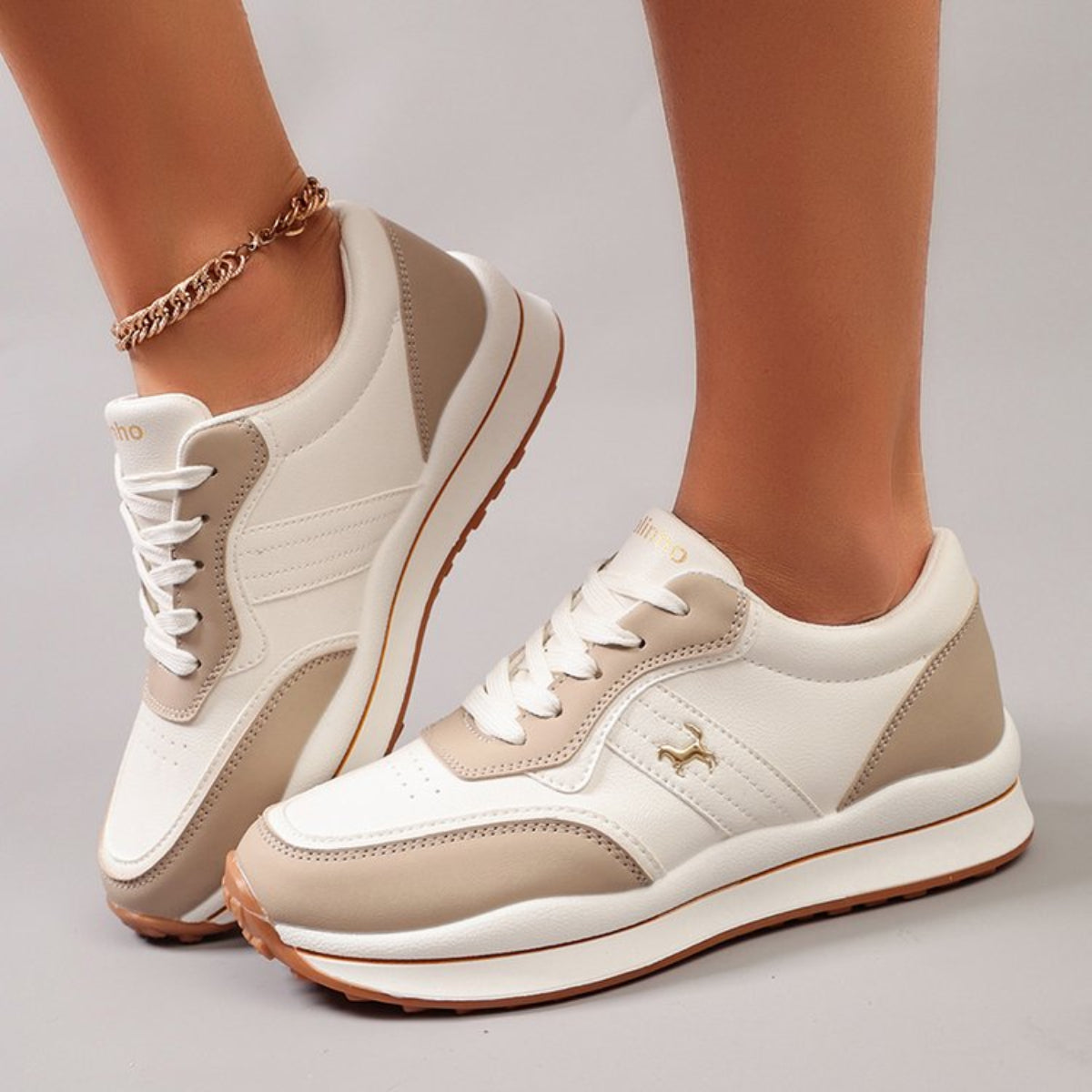 Modern Chic All-Season Others Women's Fashion Sneaker | Color: Deep Khaki | Image 1