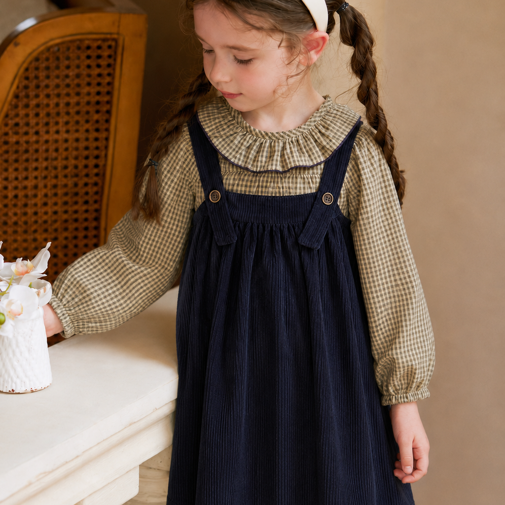 Sweet & Cute Autumn 2-Piece Girls' Dress Suit, Ages 2-9 | Color: Navy | Image 1