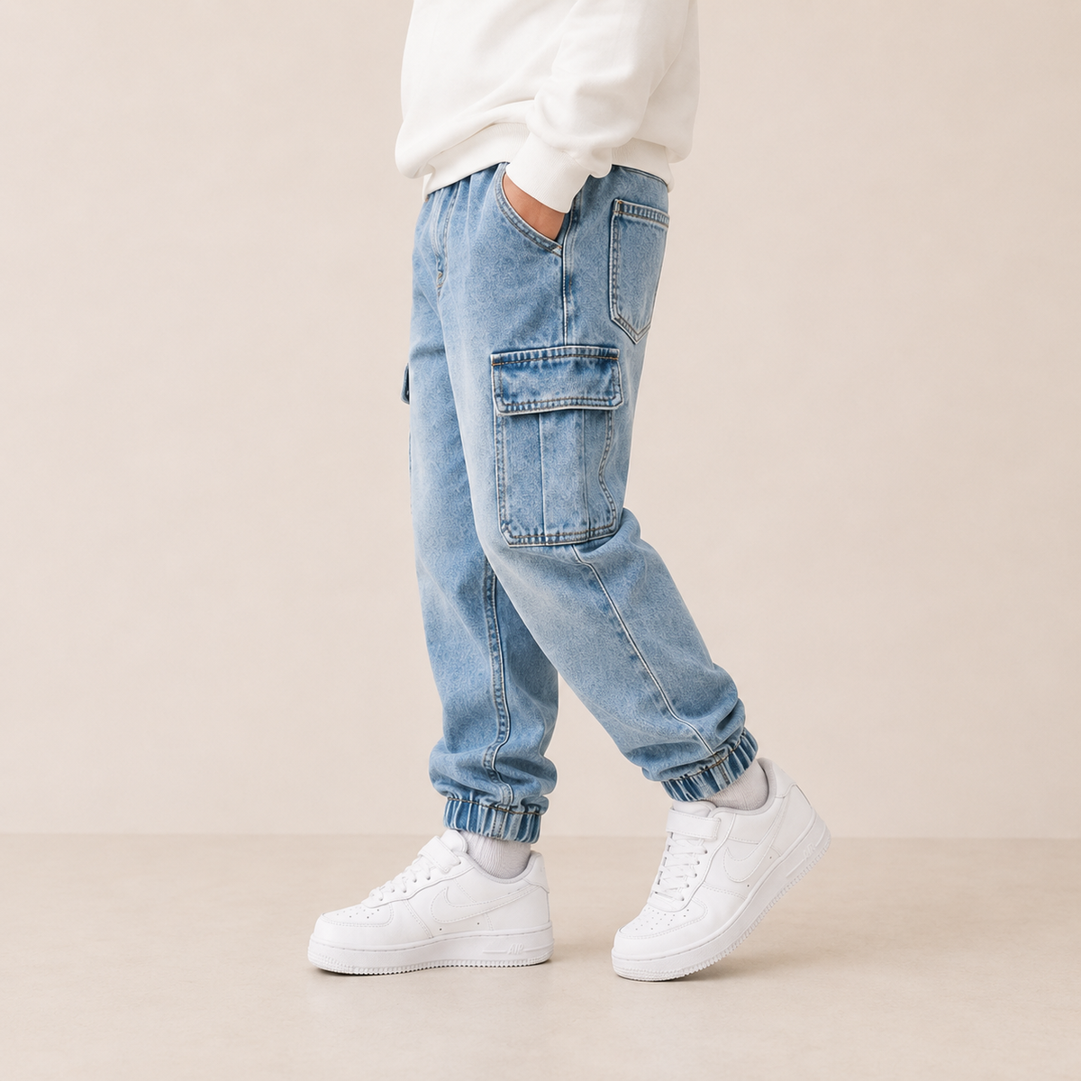 Minimalist Autumn Boys' Jeans, Ages 4-13 | Color: Light Blue | Image 1