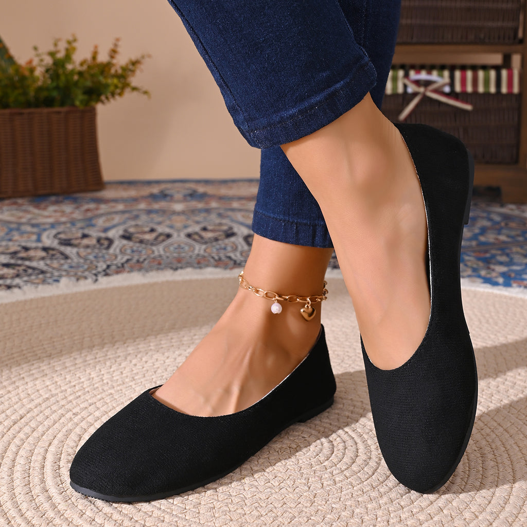 Modern Chic All-Season Cloth / Textile Women's Flat Shoes | Color: Black | Image 3