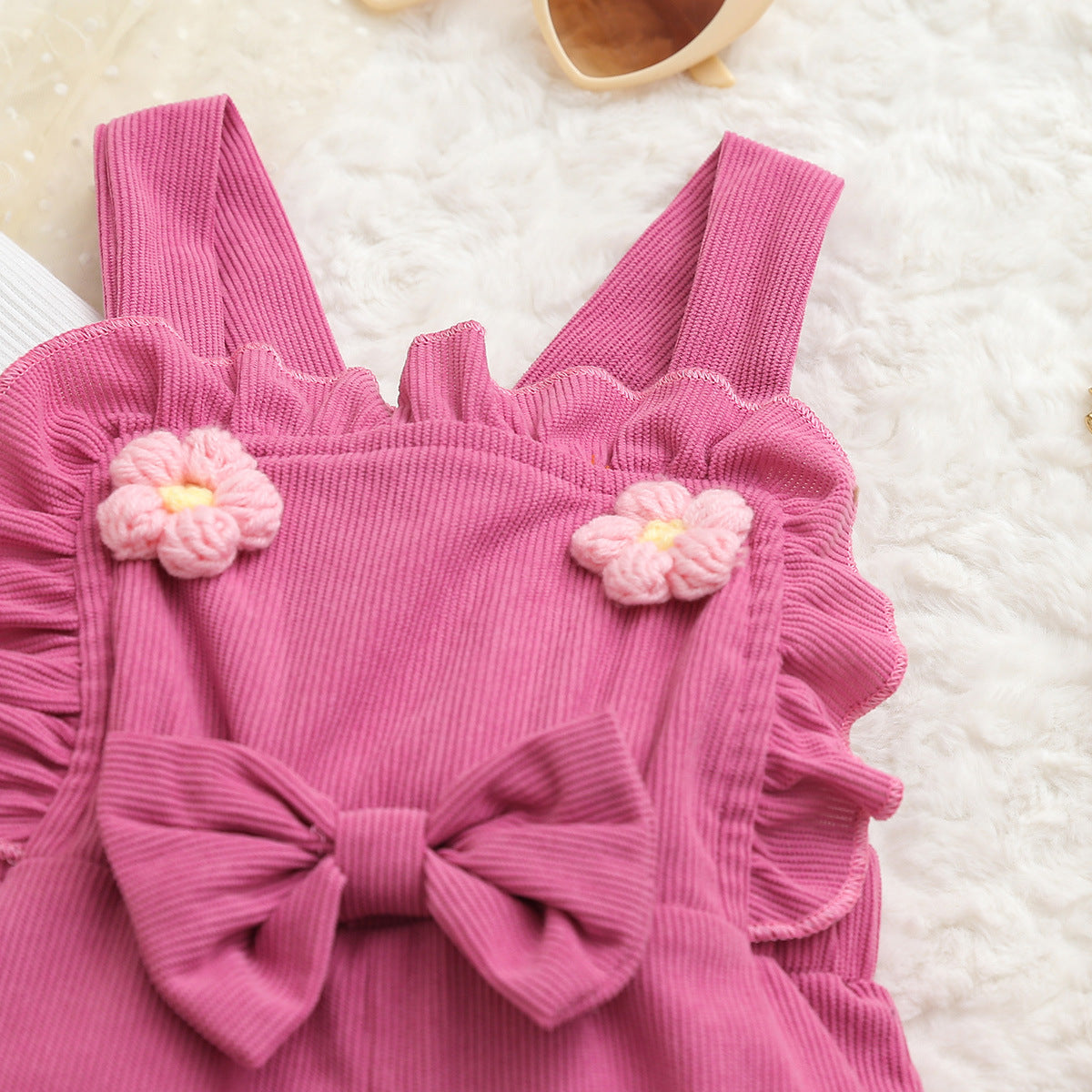 Sweet & Cute Autumn 2-Piece Baby Girls' Pants Suit, Ages 0-12 Months | Color: White | Image 2