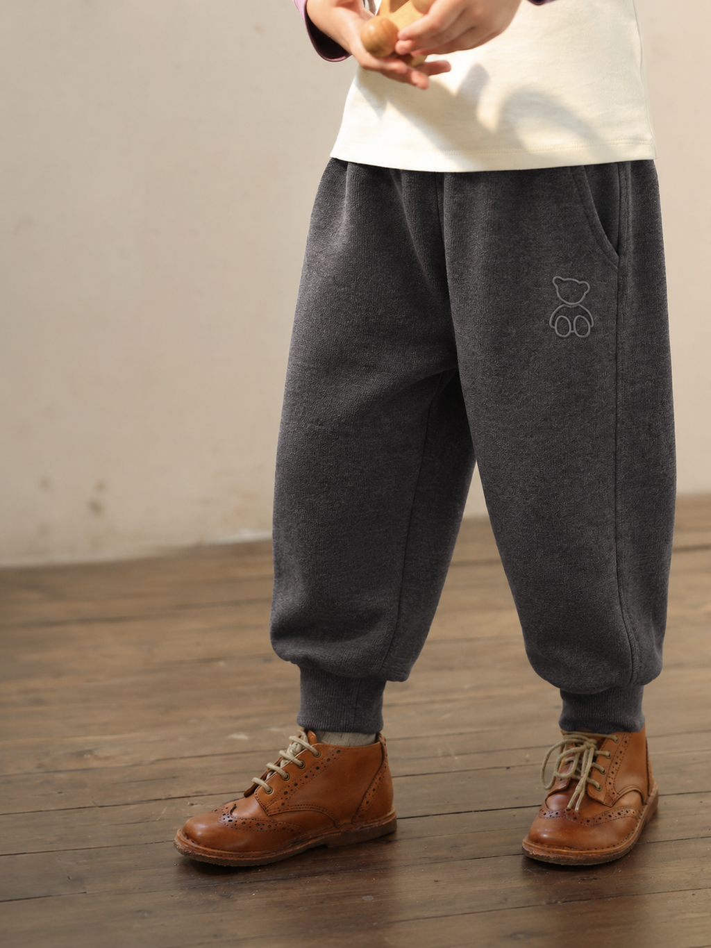 Casual Sporty Autumn Unisex Kids' Casual Pants, Ages 3-13 | Color: Dark Grey | Image 1