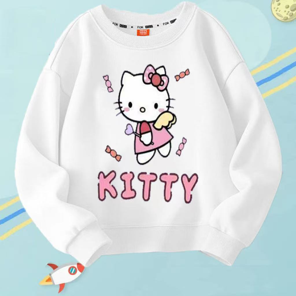 Modern Chic All-Season Minimalist Autumn Girls' Sweatshirt, Ages 2-11 | Color: White | Image 1
