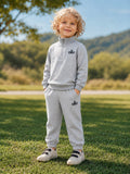 Modern Chic All-Season Casual Sporty Autumn 2-Piece Boys' Pants Suit, Ages 4-14 | Color: Grey | Image 1