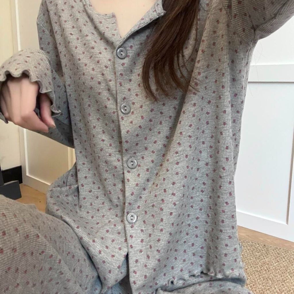 Elegant All-Season 2 Pcs Women 's Long Sleeve Sleep Set | Color: Style 1 | Image 2