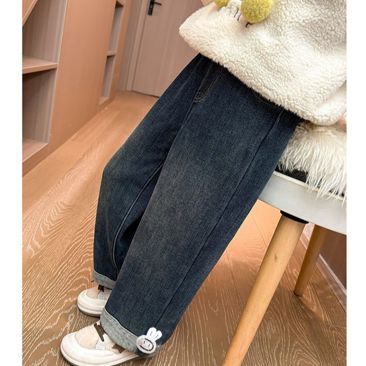 Minimalist Autumn Girls' Straight Pants, Ages 2-9 | Color: Blue | Image 3