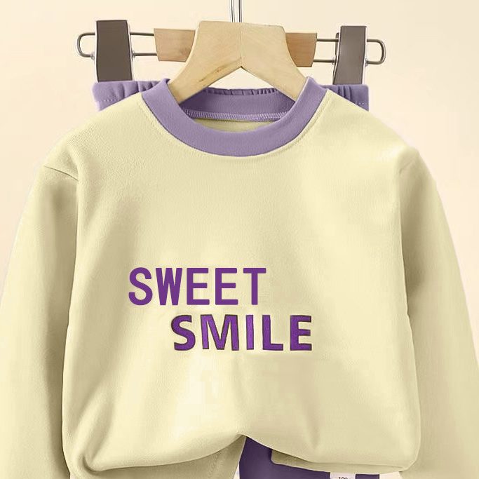 Minimalist Winter 2-Piece Unisex Kids' Pajama Set, Ages 2-9 | Color: Purple | Image 3