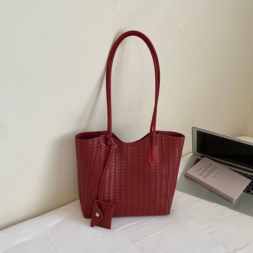 Trendy All-Season PU/Artificial Leather/Microfiber Leather Women's Handbags Tote Bags | Color: Red | Image 1