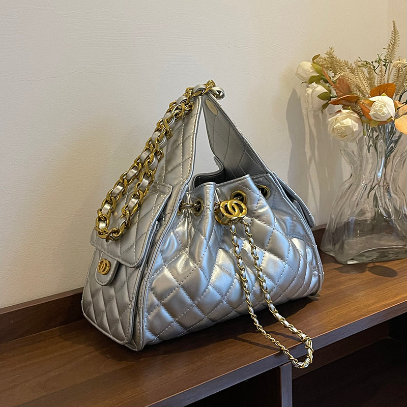 Modern Chic All-Season PU/Artificial Leather/Microfiber Leather Women's Shoulder Bags Tote Bags | Color: Silver | Image 1