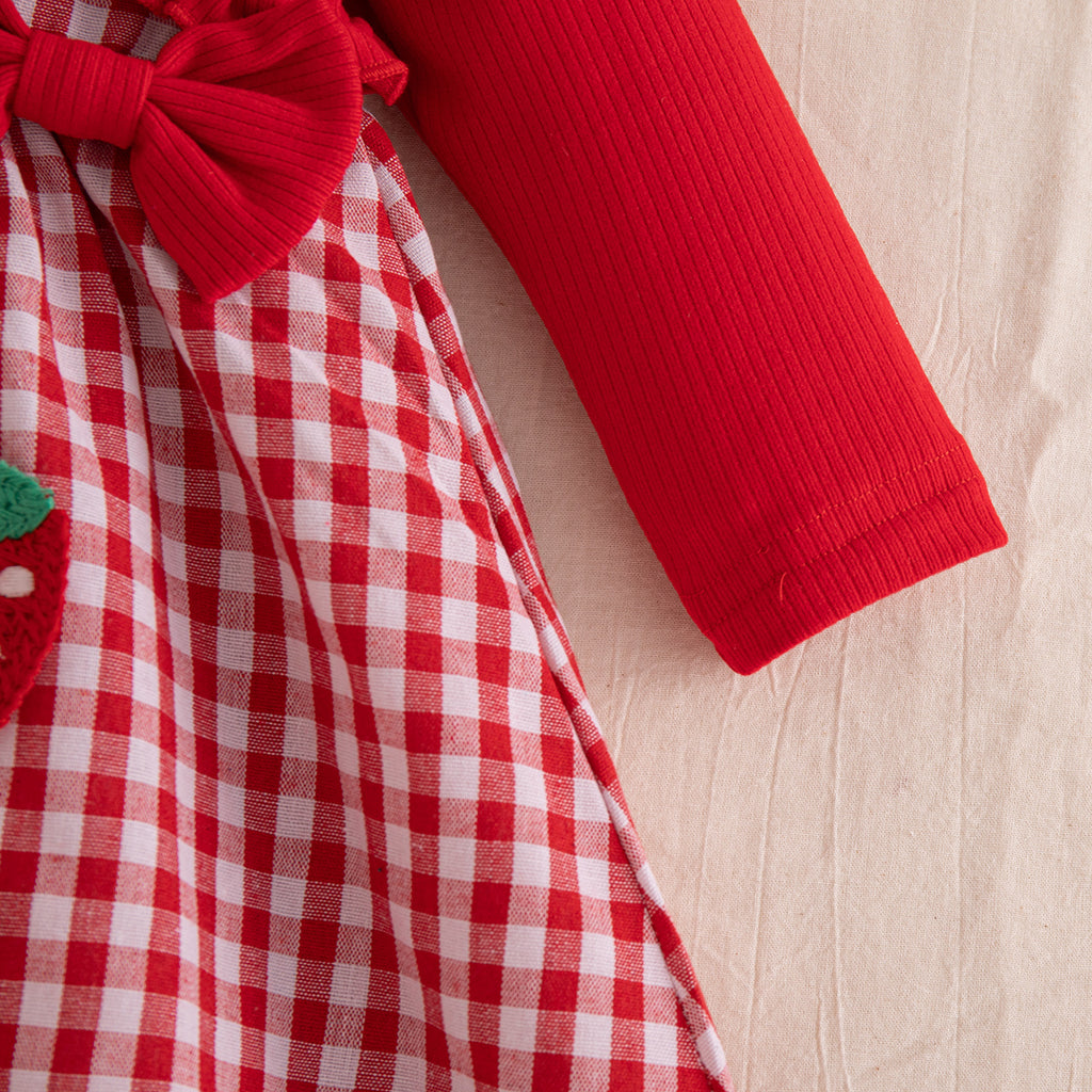 Sweet & Cute Autumn Baby Girls' Dress, Ages 0-12 Months | Color: Red | Image 3