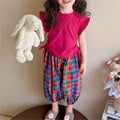 Sweet & Cute Summer 2-Piece Girls' Pants Suit, Ages 2-9 | Color: Rose | Image 1