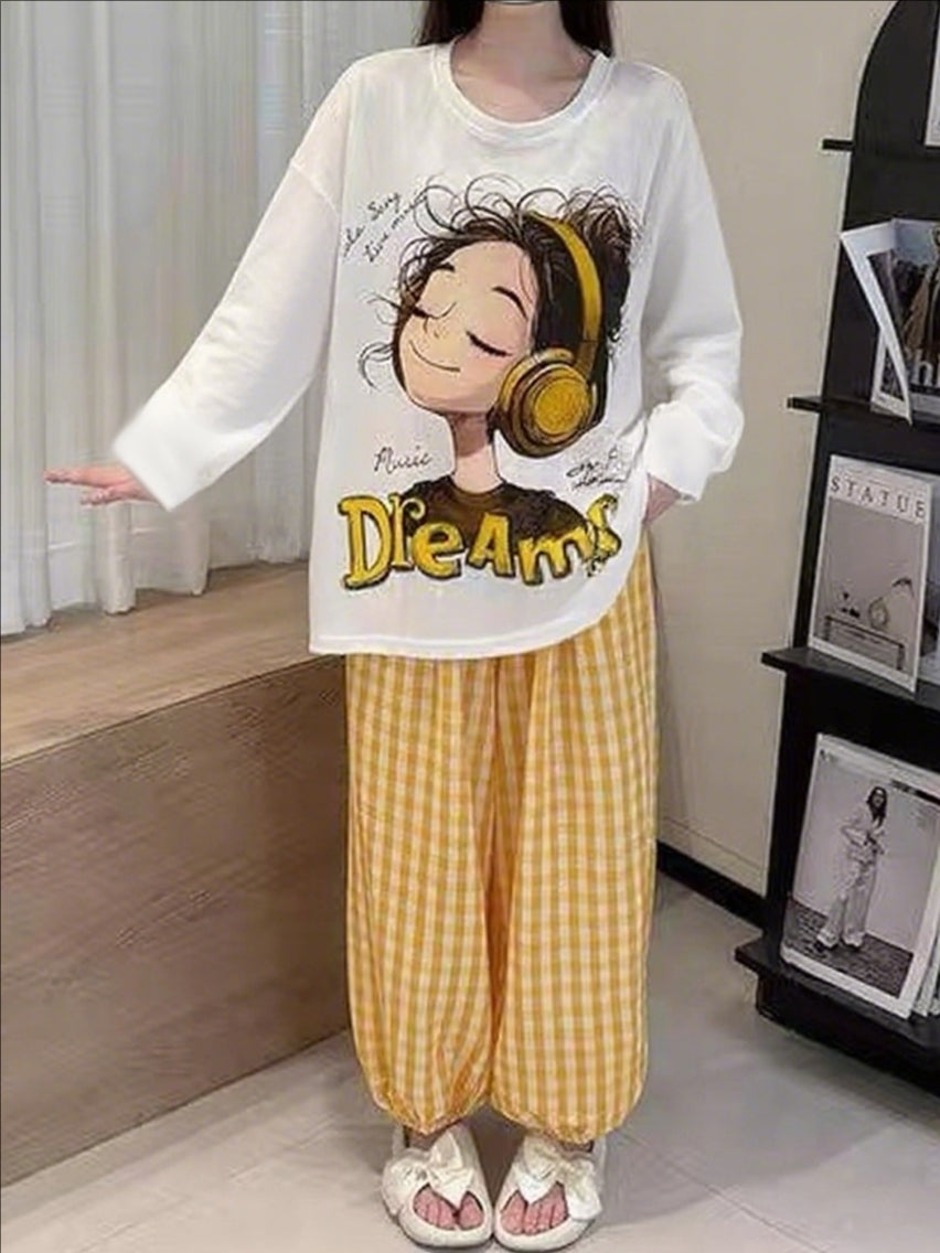 Sweet Feminine All-Season 2 Pcs Women 's Long Sleeve Sleep Set | Color: Style 1 | Image 2