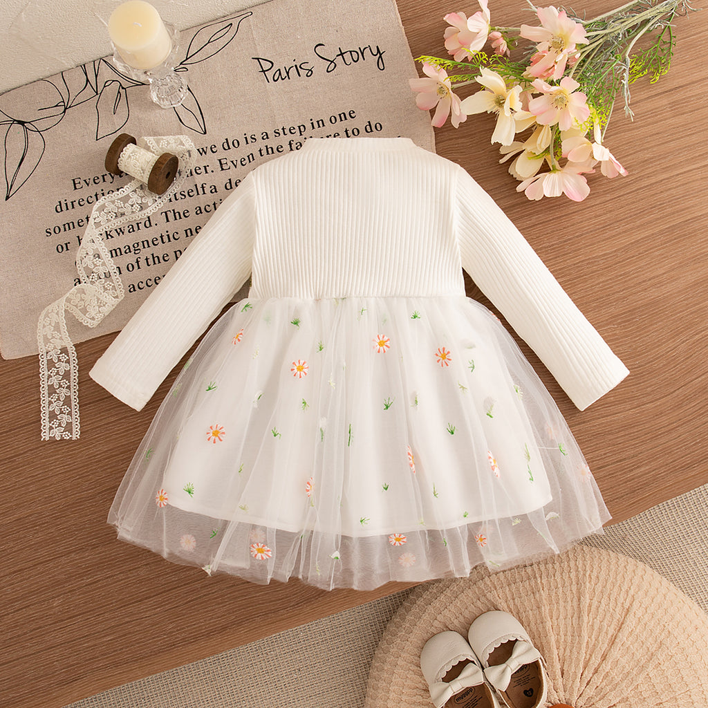 Sweet & Cute Spring Baby Girls' Dress, Ages 3-24 Months | Color: White | Image 3
