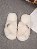 Modern Chic All-Season Cloth / Textile, Others Women's Imitation Fur Slippers | Color: Beige | Image 1