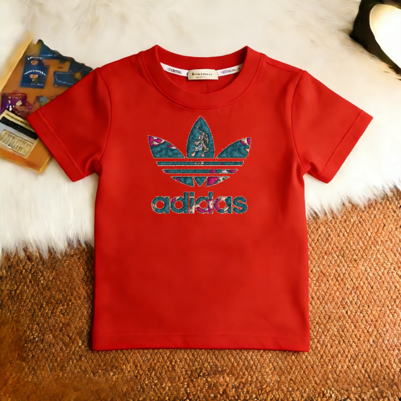 Modern Chic All-Season Casual Sporty Summer Unisex Kids' T-Shirt | Color: Red | Image 1