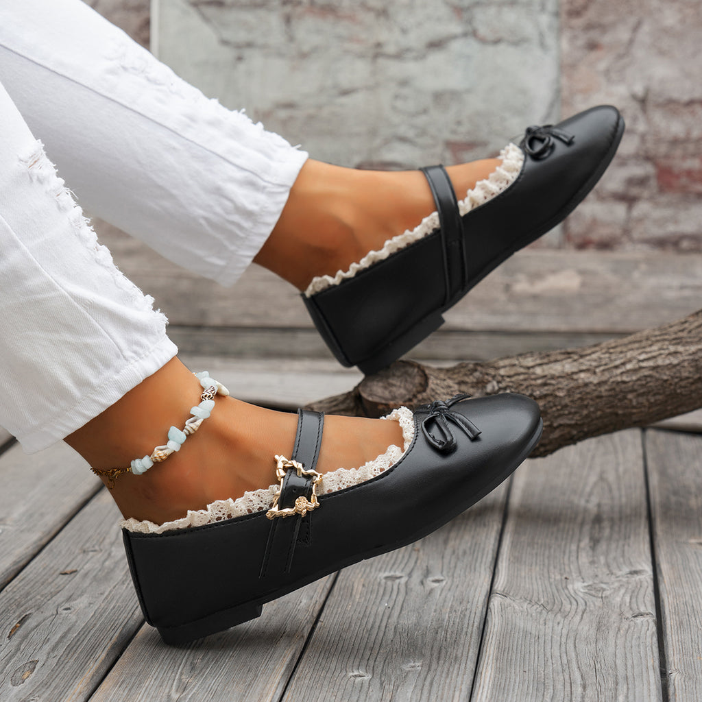 Modern Chic All-Season PU/Artificial Leather/Microfiber Leather Women's Flat Shoes | Color: Black | Image 3
