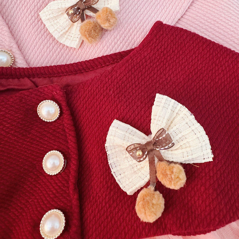 Sweet & Cute Autumn 2-Piece Baby Girls' Dress, Ages 9-24 Months | Color: Red | Image 2